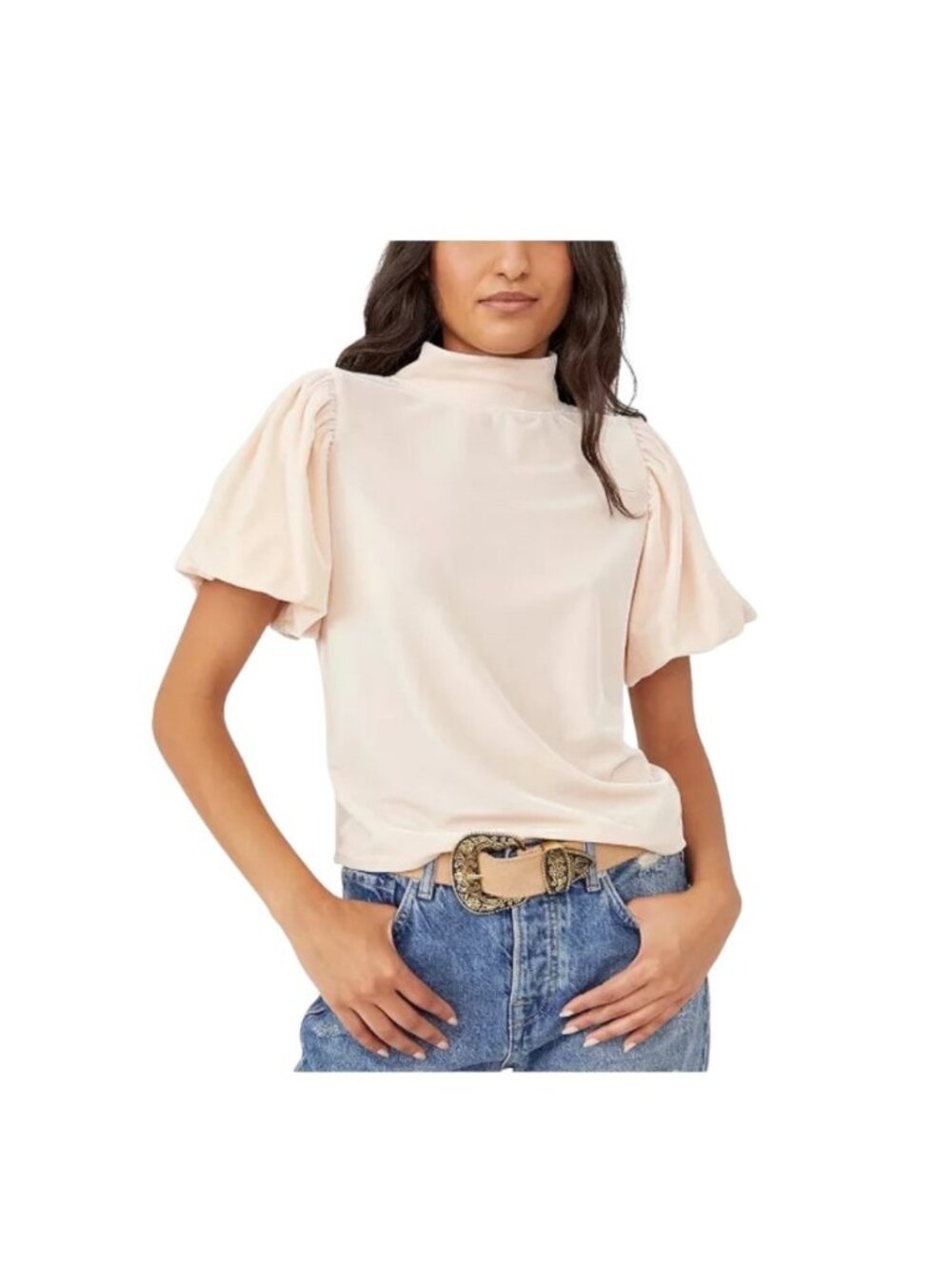 NS!!!   Free People Claudia Blouse Pink Size XS Coquette Romantic Velvet Bohemia